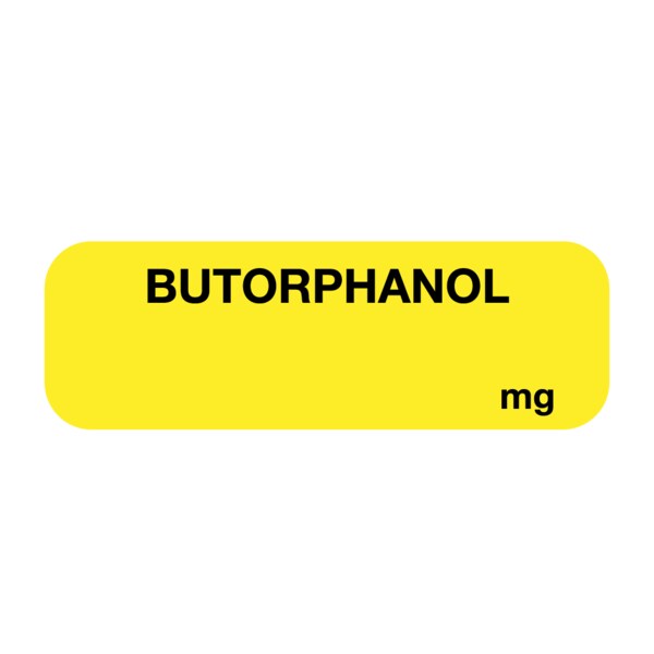 Label, Butorphanol mg 1/2" x 1-1/2" Yellow w/Black